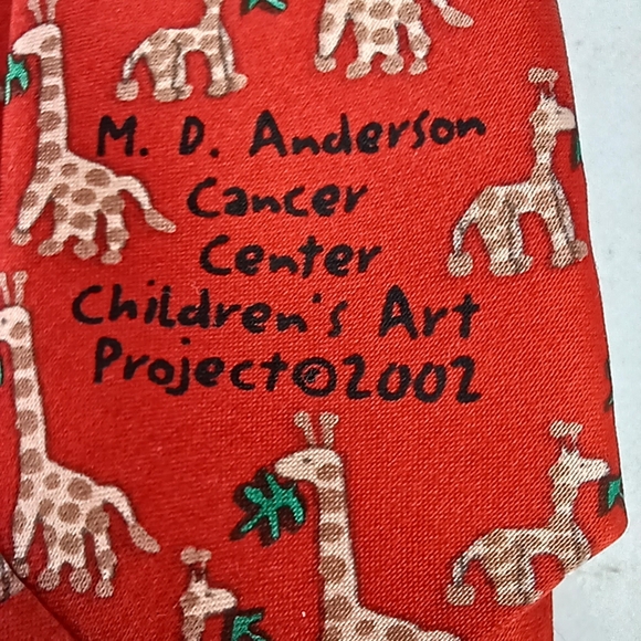 Giraffe Monkey Themed 100% Silk Tie Animal Children's Art MD Anderson Md Center - Picture 4 of 5